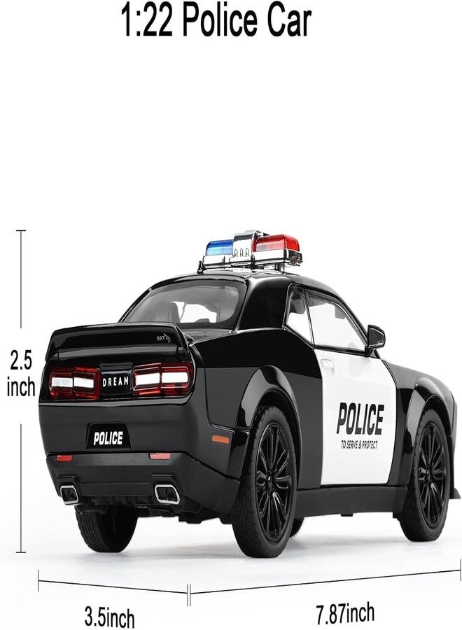 Magicwand® 1:24 Scale Die-Cast Metal Dodge SRT Hellcat Car【Large】【Police Black】 with 4 Openable Doors,Lights & Music & Working Steering【Box Packed】【Pack of 1】 - Image 4